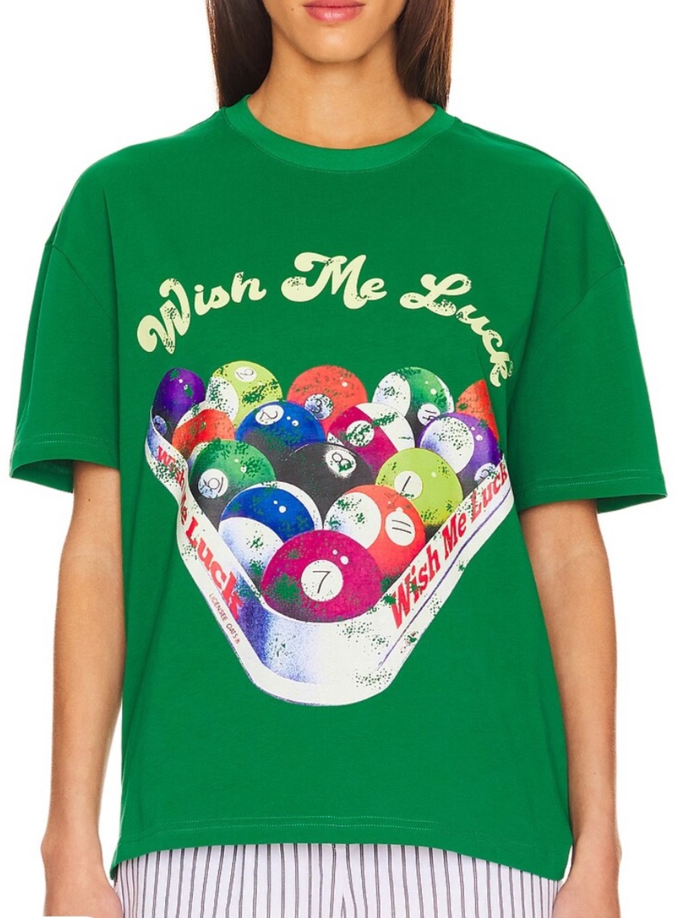 Wish Me Luck Billards Women’s T-shirt from REVOLVE Green Sz Small Novelty Tee
